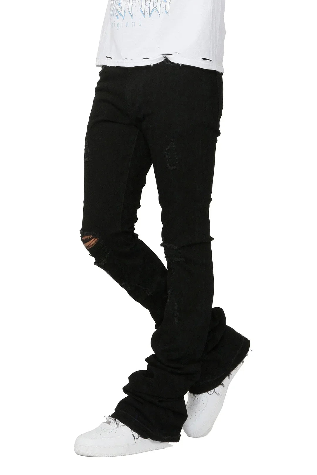 Sniper Black Super Stacked Flare Jean