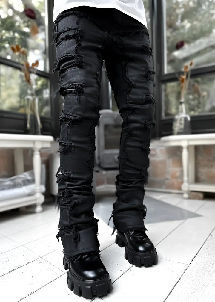 Obsidian Black Waxed Stacked Denim