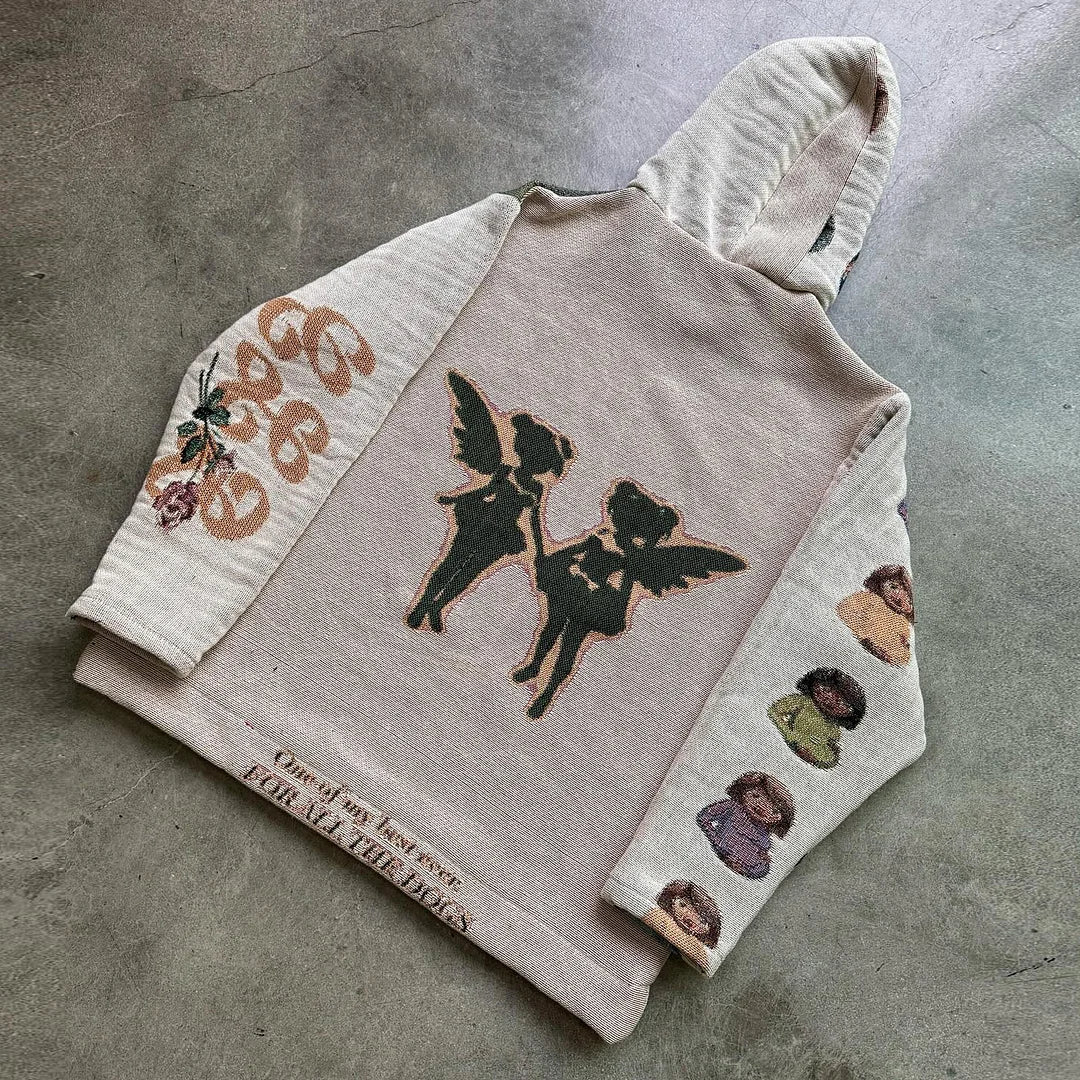 retro casual tapestry hoodie