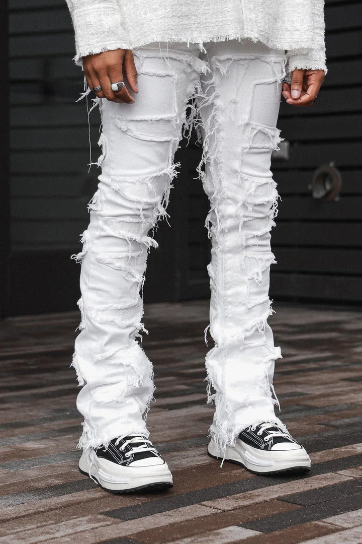 Shake White Stacked Flare Jean