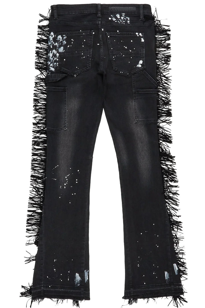 Rawls Black Stacked Flare Jean