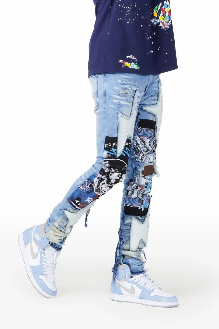 Athiago Blue Patchwork Jean