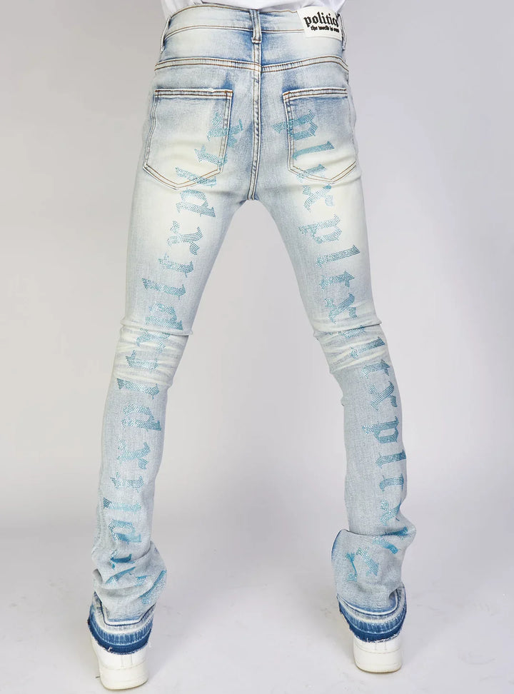 Jeans - Embroidered Skinny Stacked Flare Mac - Light Blue  - 514