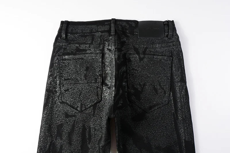 Amiri Jeans denim black printed pants slim straight leg