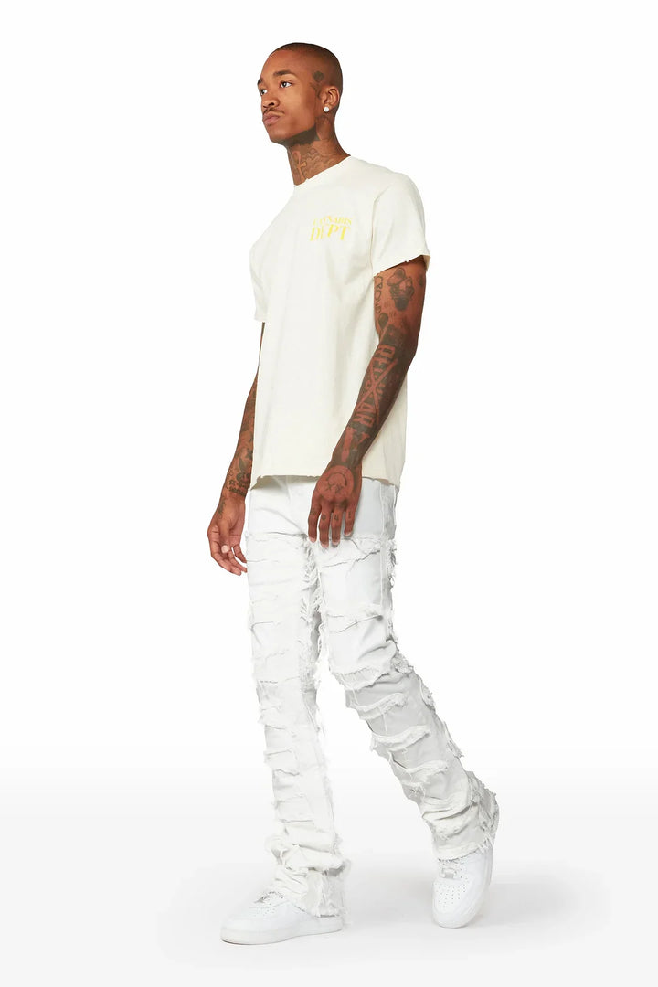 Shake White Stacked Flare Jean