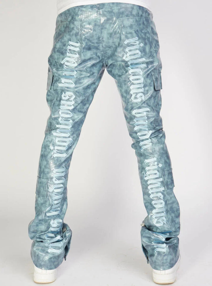 Jeans - Harris - Alligator Leather Stacked Flare with Embroidery - Blue  - 565