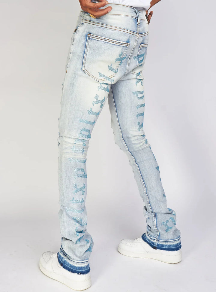 Jeans - Embroidered Skinny Stacked Flare Mac - Light Blue  - 514