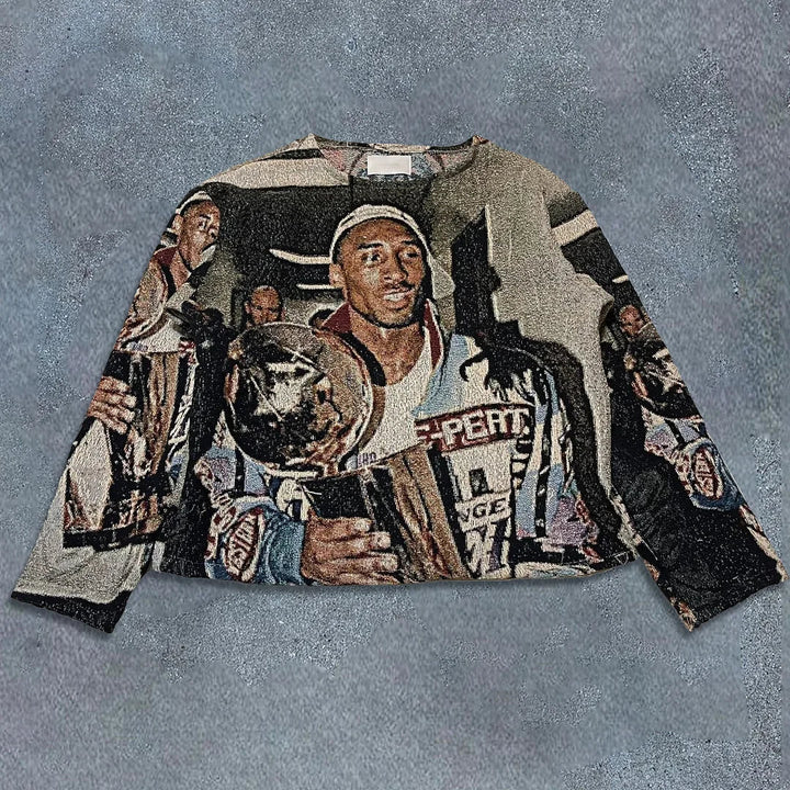 Trendy hip-hop tapestry sweatshirt