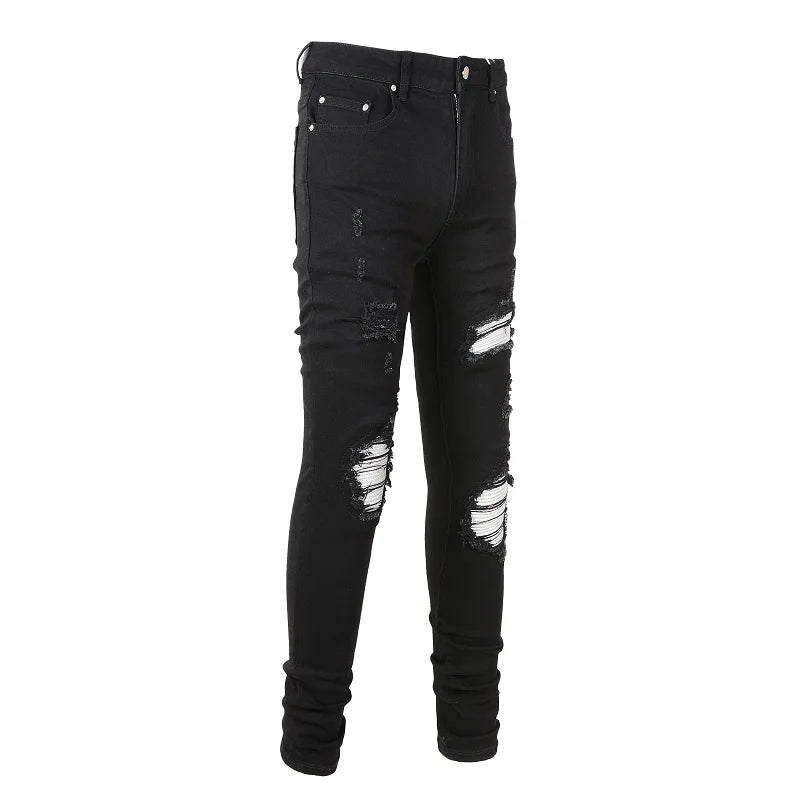 Amiri Jeans black slim straight leg ripped jeans