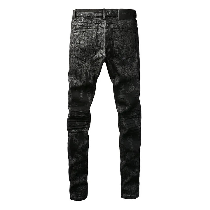 Amiri Jeans denim black printed pants slim straight leg