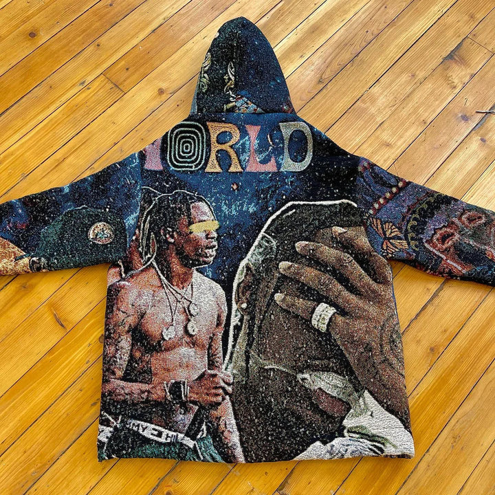 retro statement tapestry hoodie