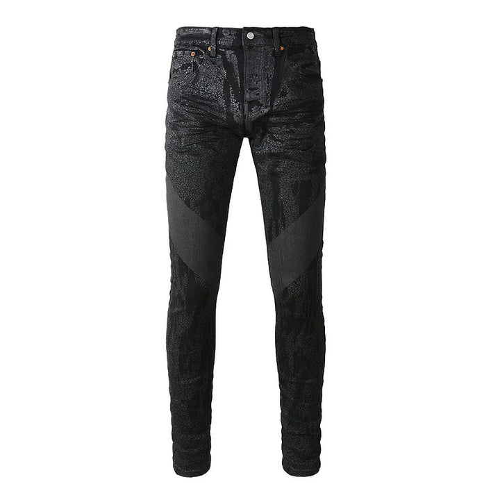 Amiri Jeans denim black printed pants slim straight leg