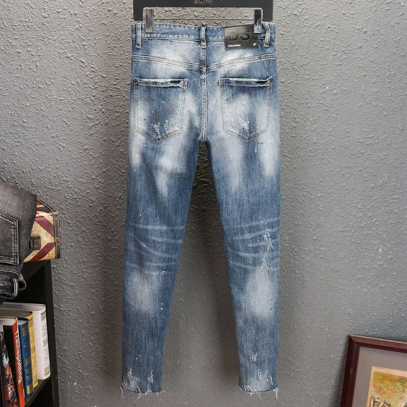 Dsquared2 Jeans Light Blue Tie Dye Ripped Slim Fit Jeans