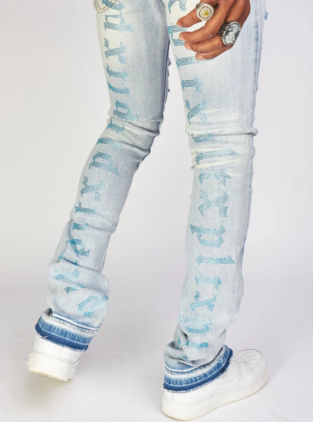 Jeans - Embroidered Skinny Stacked Flare Mac - Light Blue  - 514