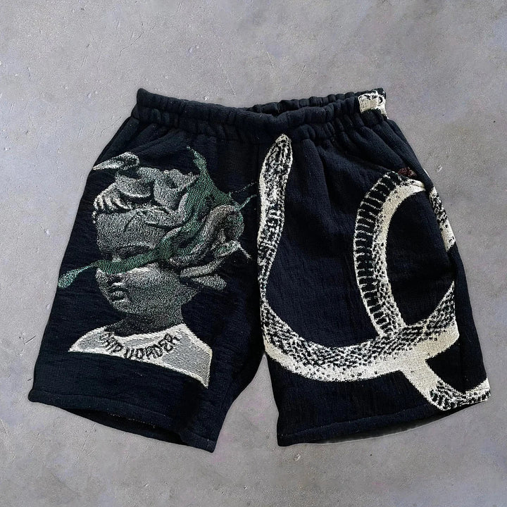 Retro casual print statement shorts