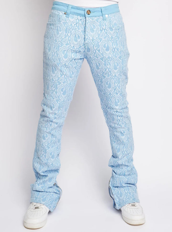 Jeans - Baldwin - Baby Blue - Stacked Applique Denim  - 502