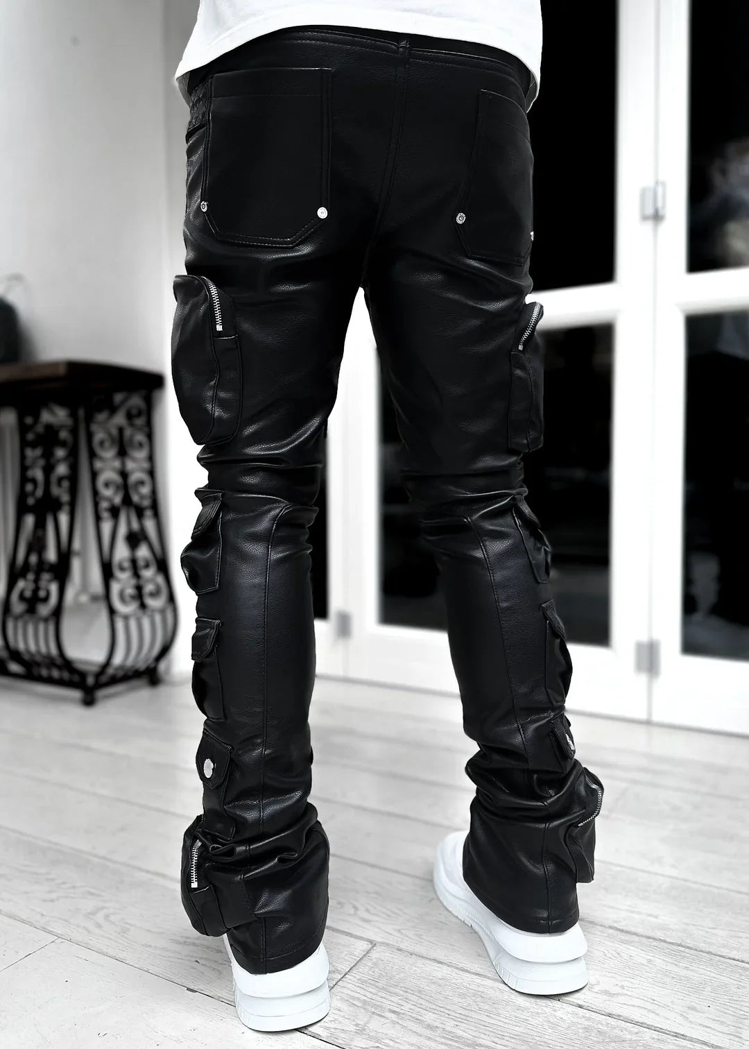 Obsidian Black Cargo Leather Pant