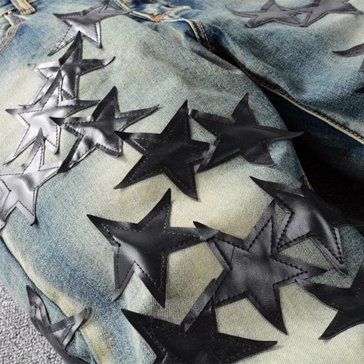 Blue Leather Stars Jeans