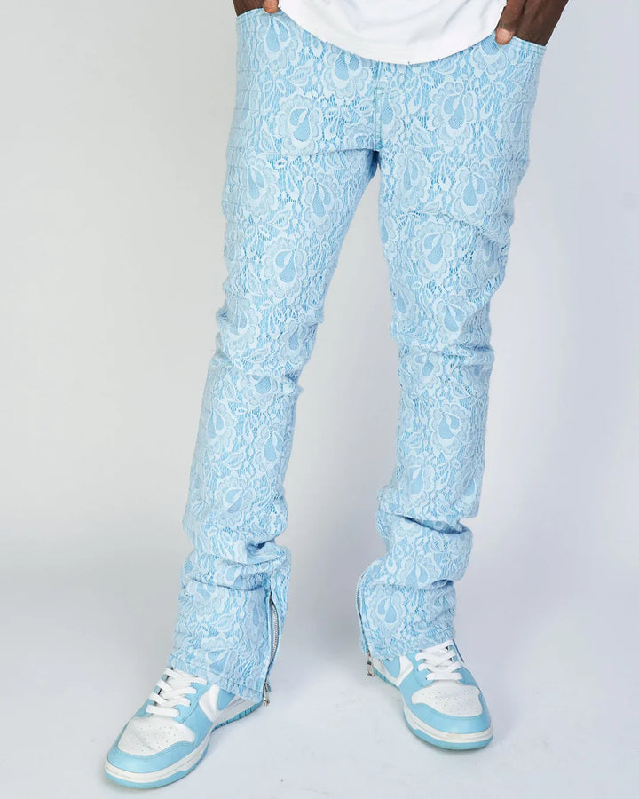 Jeans - Baldwin - Baby Blue - Stacked Applique Denim  - 502