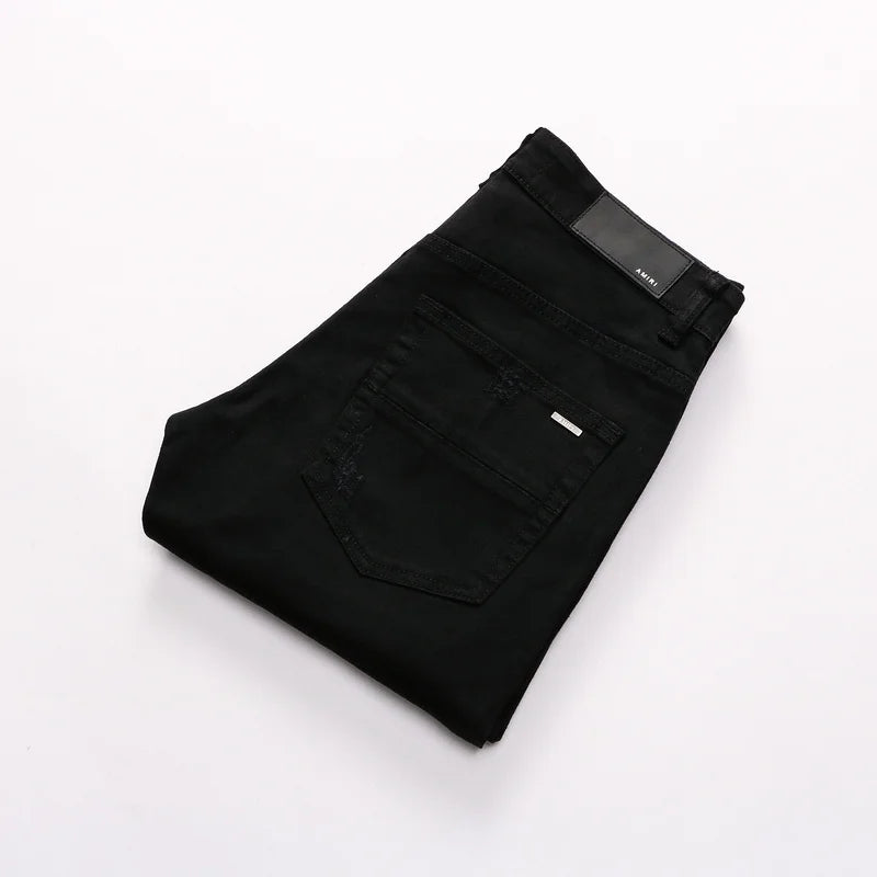 Amiri Jeans denim black pants ripped slim straight leg