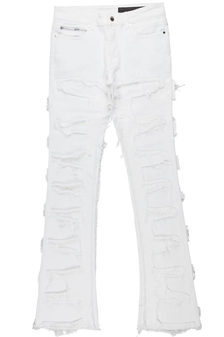 Shake White Stacked Flare Jean