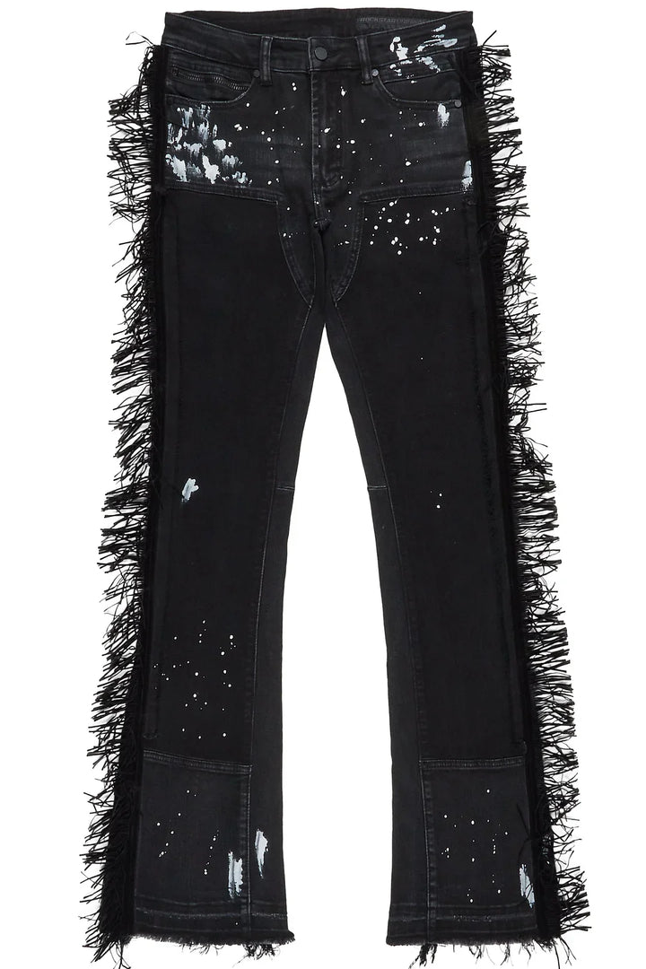 Rawls Black Stacked Flare Jean