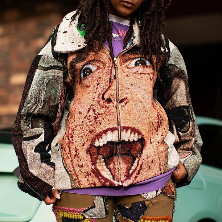 Hip Hop Casual Street Zipper Tapestry Jacket