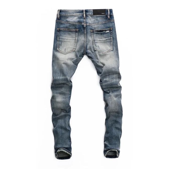 Amiri Jeans blue jeans slim straight leg ripped pants