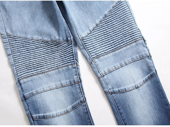 Blue Gradient Biker Jeans