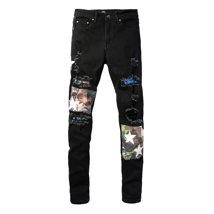 Amiri Jeans black slim straight fit paneling  jeans