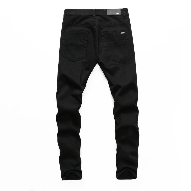 Amiri Jeans denim black pants ripped slim straight leg