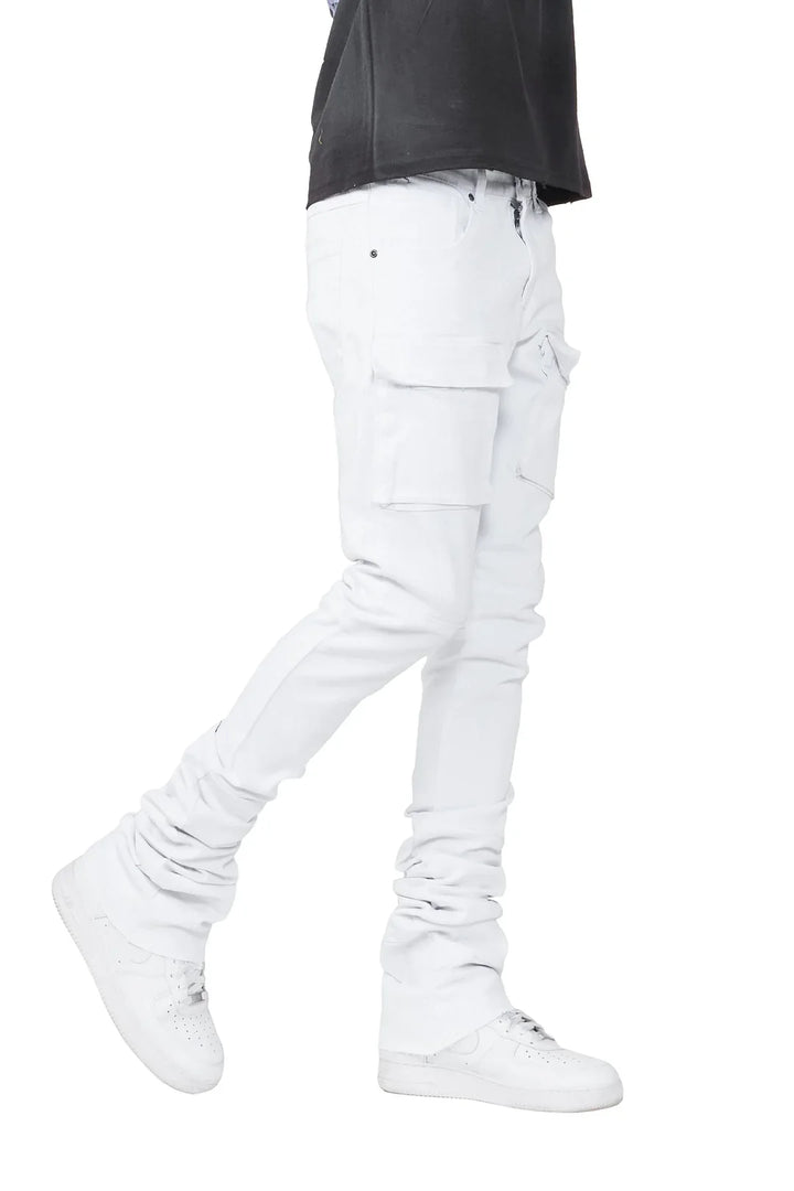 Nello White Super Stacked Flare Jean