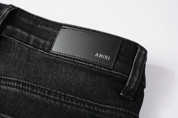 Amiri Jeans black slim fit straight jeans patchwork