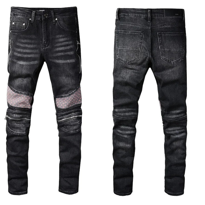 Amiri Jeans black slim fit straight jeans patchwork