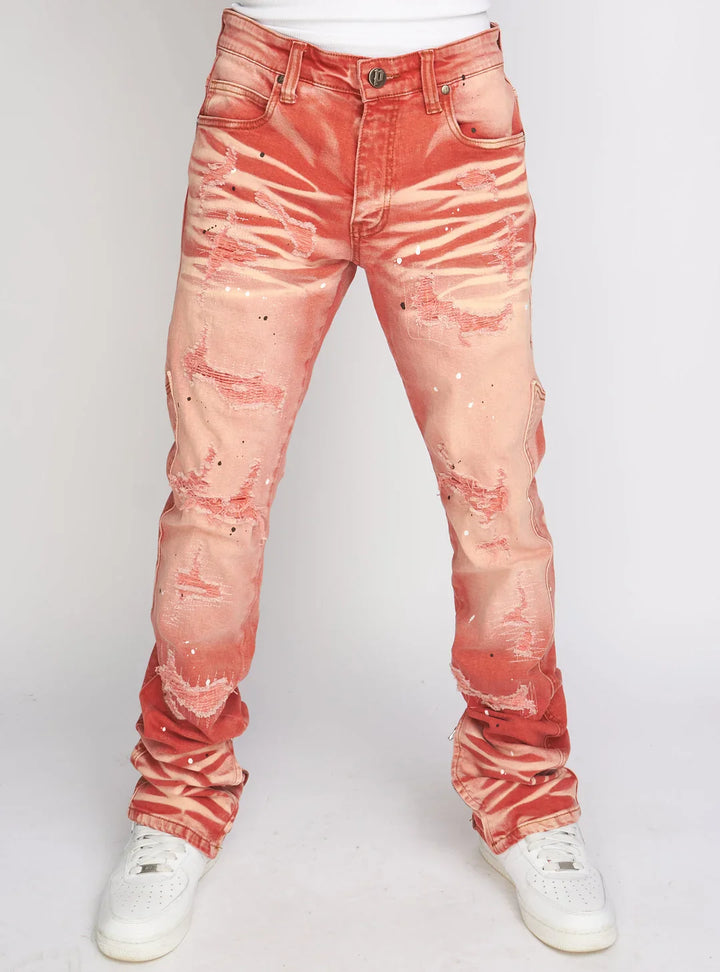 Flare Skinny Stacked Jeans - Ramsey - Red Wash - 516