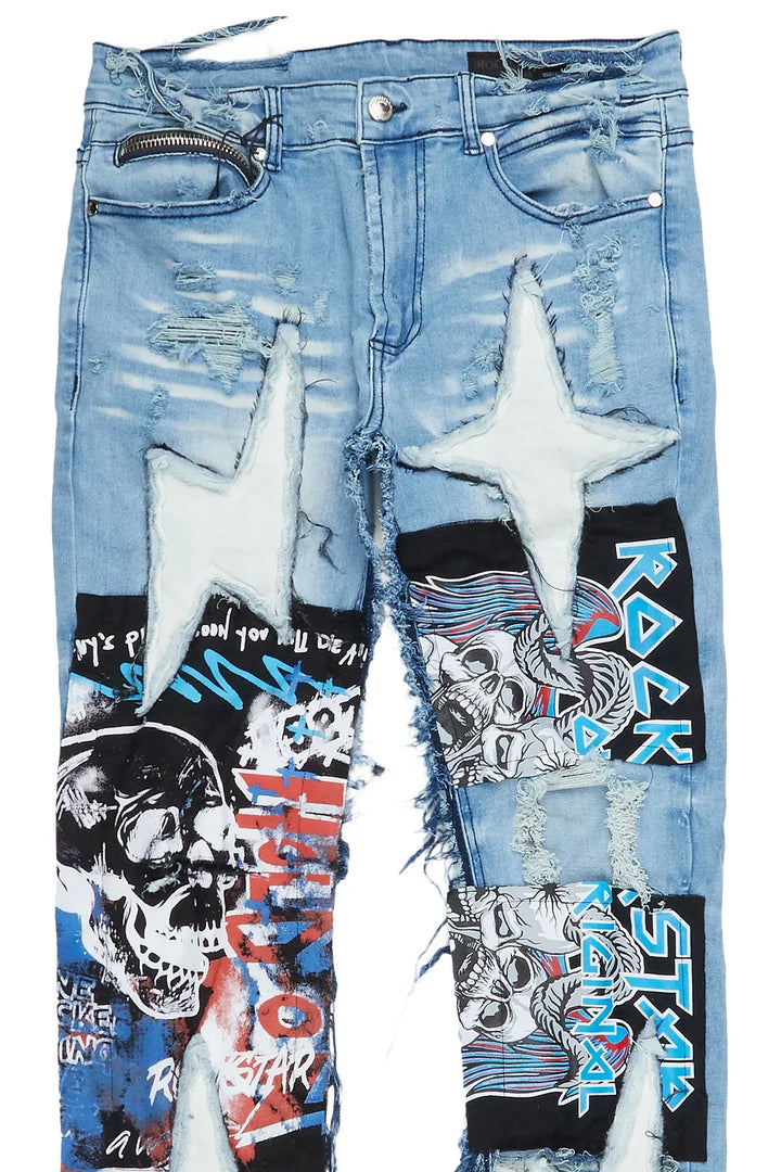 Athiago Blue Patchwork Jean