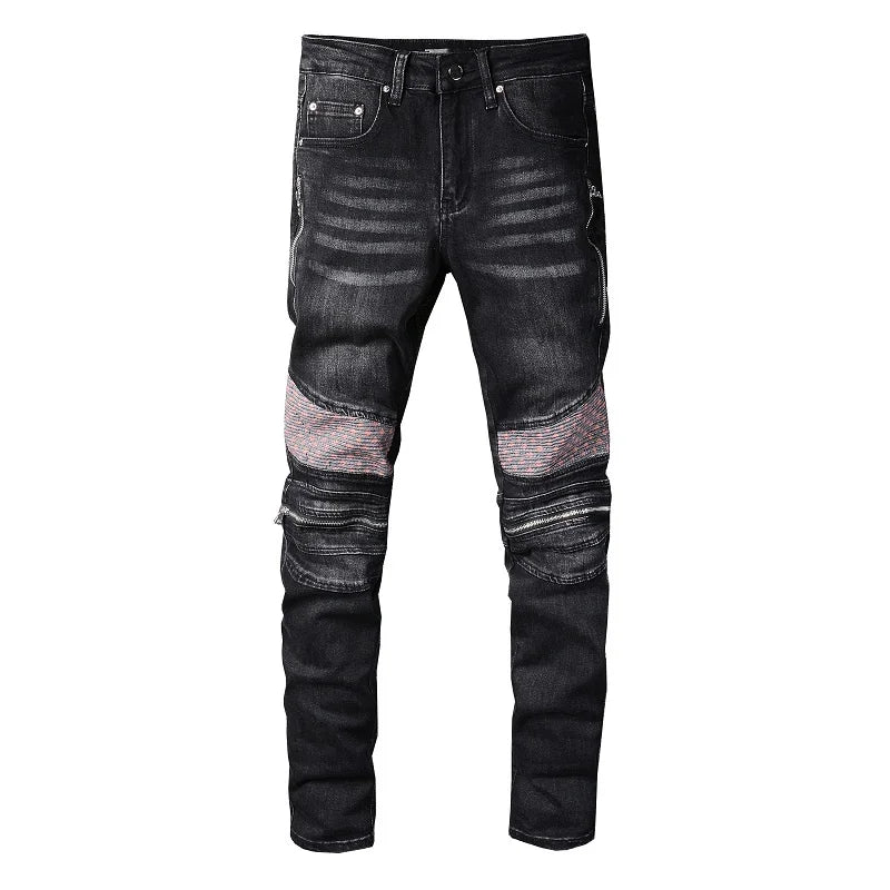 Amiri Jeans black slim fit straight jeans patchwork