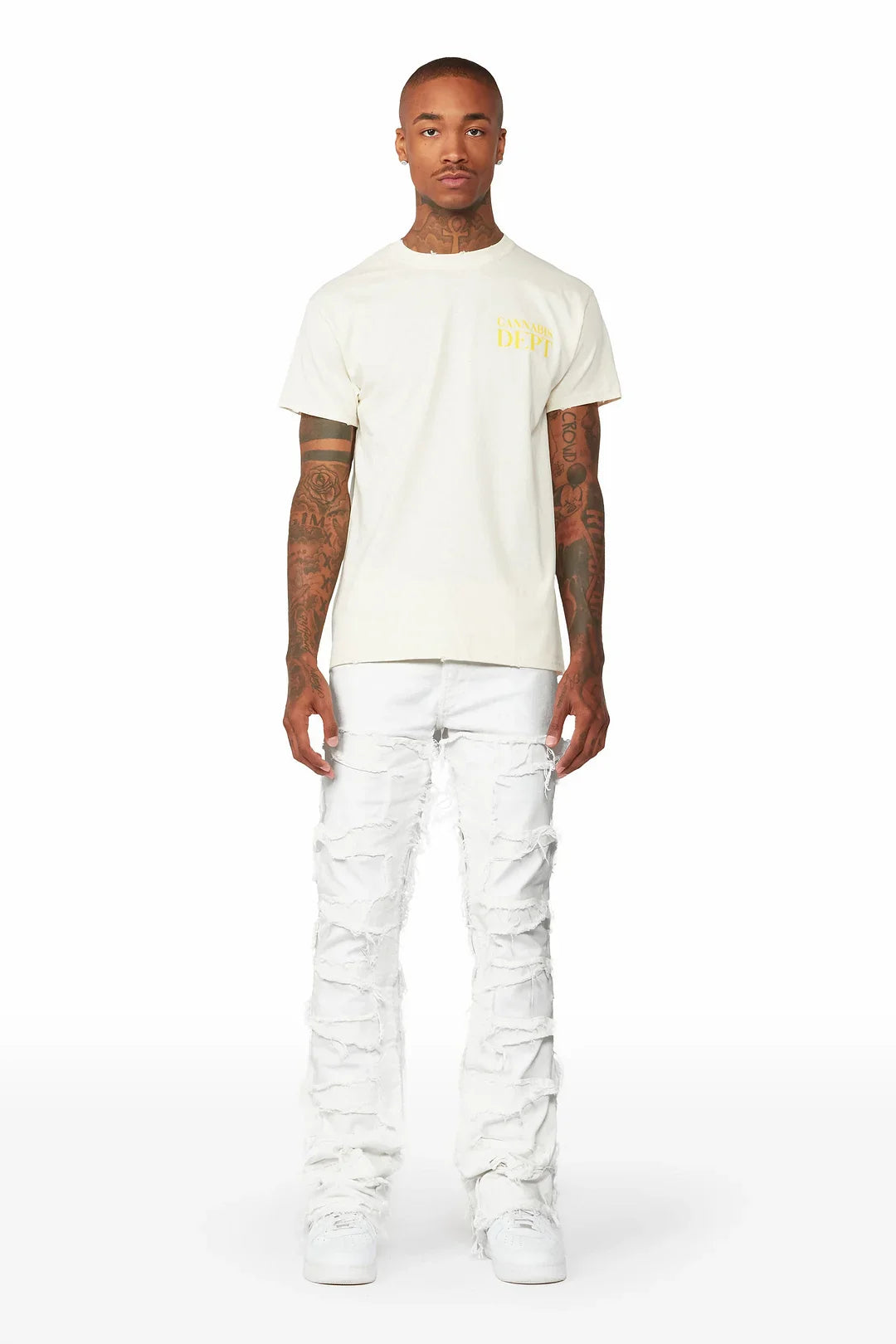 Shake White Stacked Flare Jean