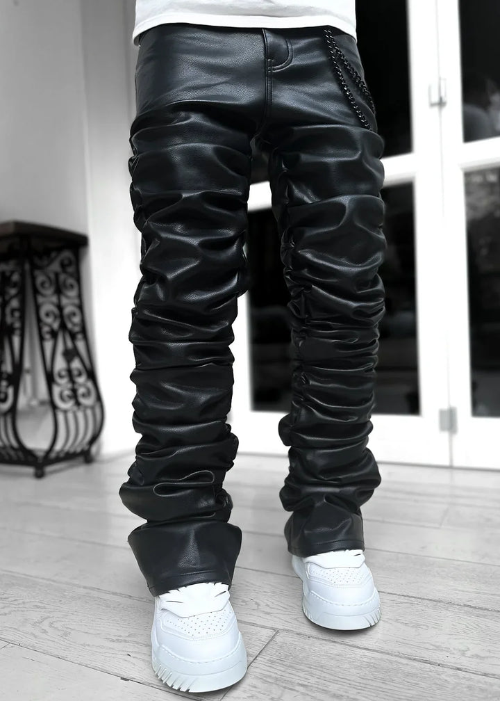 All Black Super Stacked Leather Pant