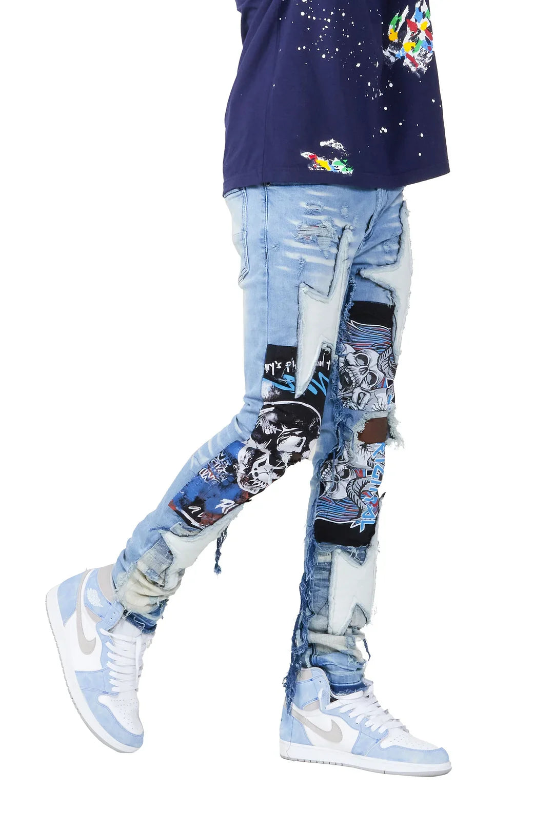 Athiago Blue Patchwork Jean