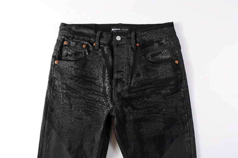 Amiri Jeans denim black printed pants slim straight leg