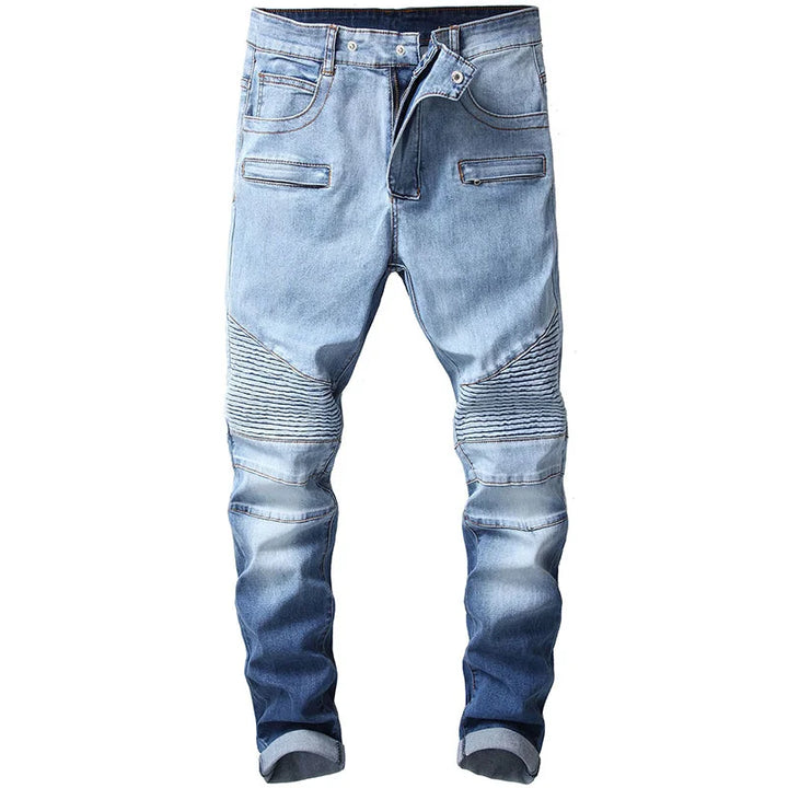 Blue Gradient Biker Jeans