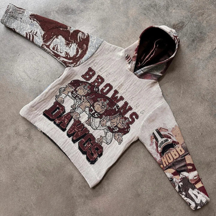 Statement vintage print tapestry hoodie