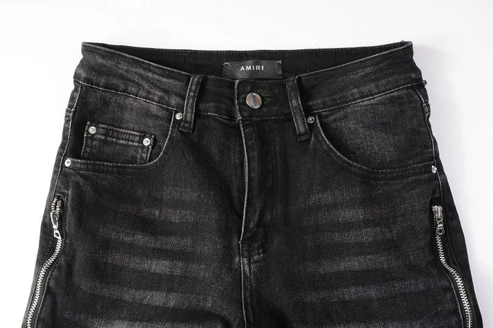 Amiri Jeans black slim fit straight jeans patchwork