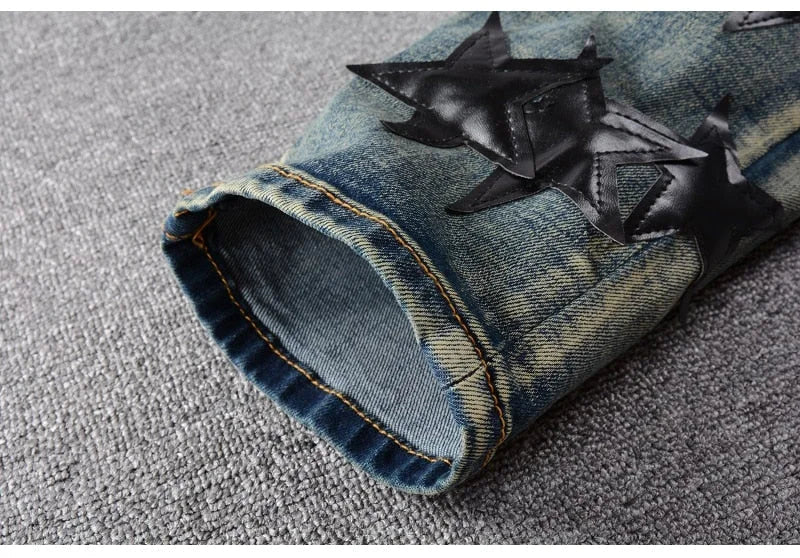 Blue Leather Stars Jeans