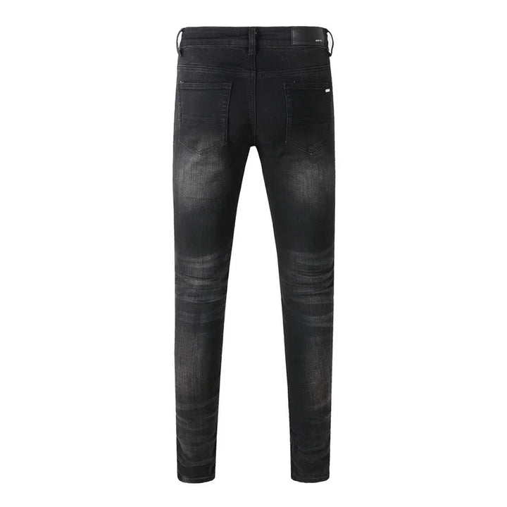 Amiri Jeans denim black pants slim straight stitching