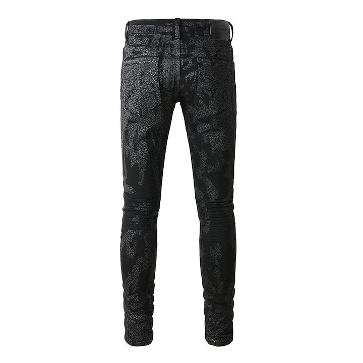 Amiri Jeans denim black printed pants slim straight leg